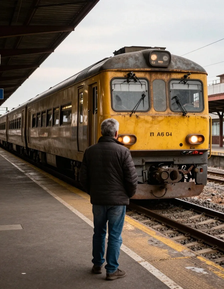Pasajeros en un andén de estación en Buenos Aires a la tarde