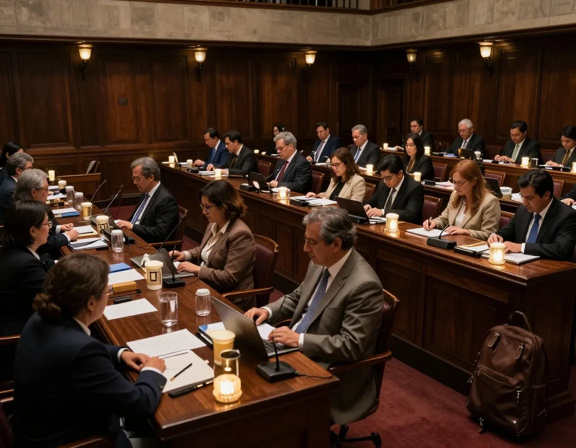 Bancas del Senado durante la sesión nocturna de votación