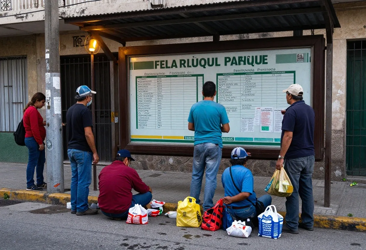 Cartelera municipal con avisos de trabajo bajo vidrio