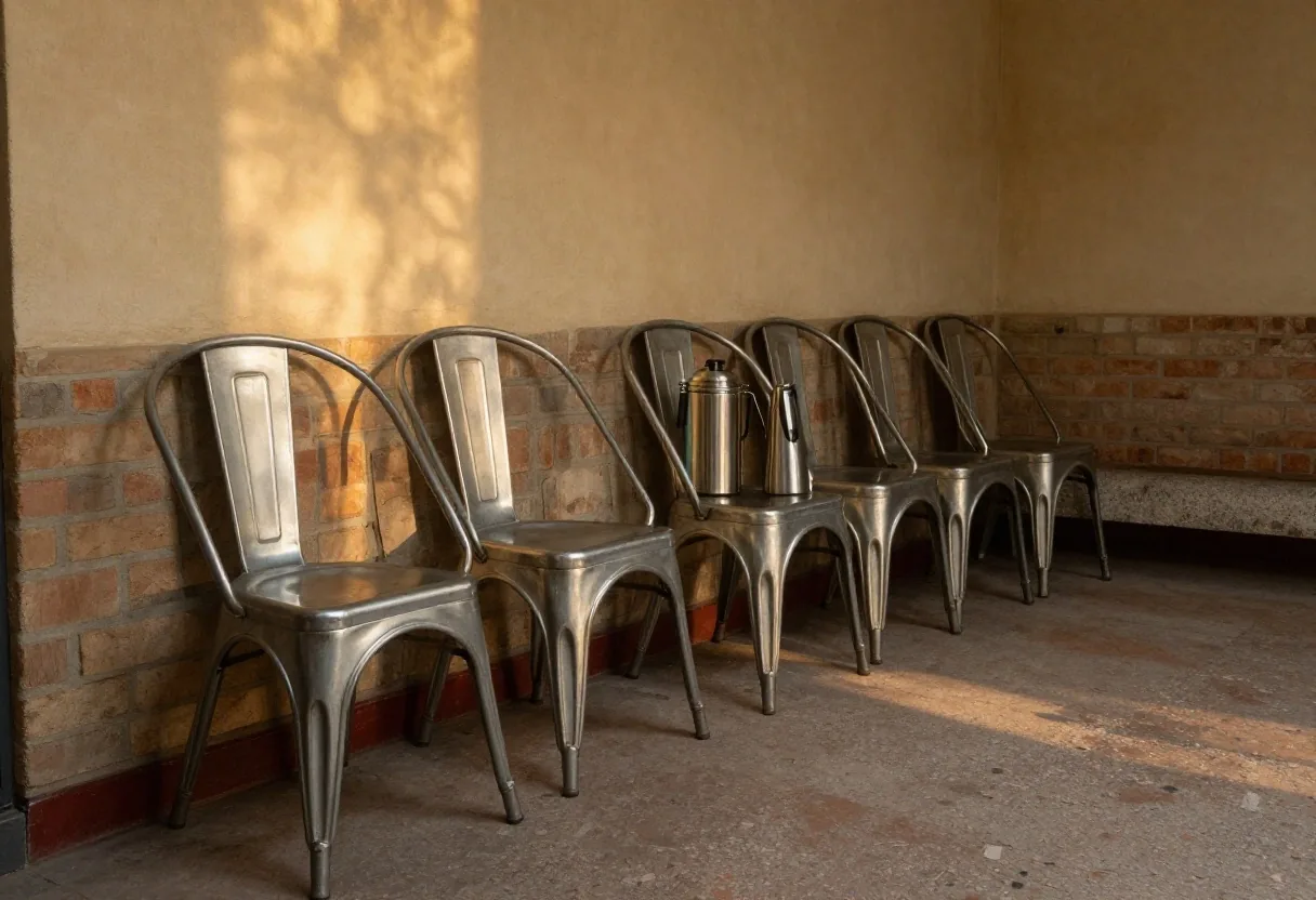 Mesa de pruebas de la redacción con papeles impresos bajo luz cálida